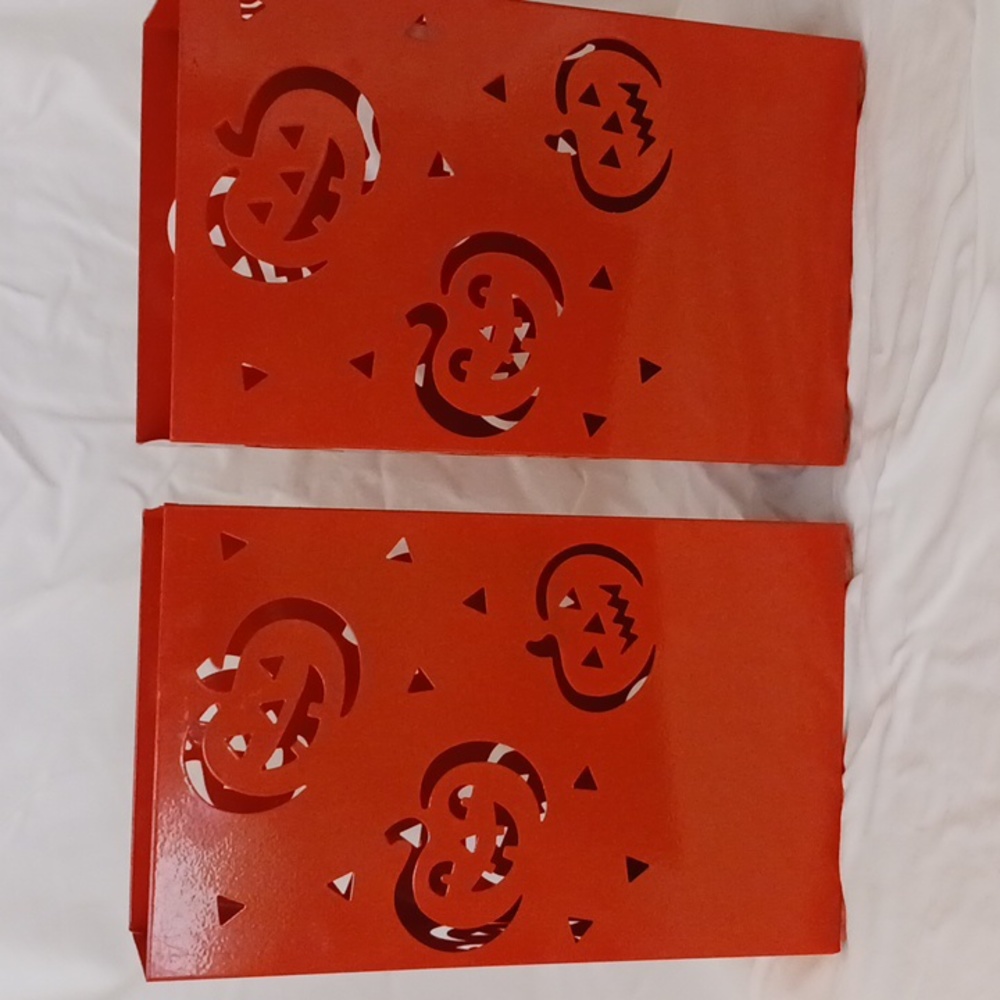 HALLOWEEN DECOR - metal luminaria-style candleholders, set of 2